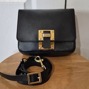 Sophie Hulme The Quick Small Crossbody Matte Black Leather Satchel Purse